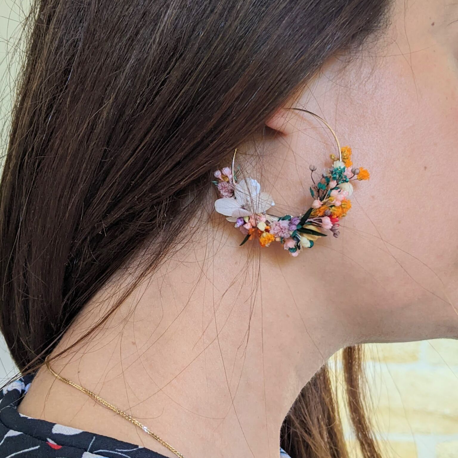 Boucles Doreilles Artisanales En Fleurs Stabilis Es Arc En Ciel Vaia