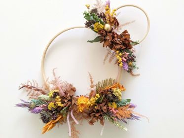 Couronne murale de fleurs séchées aux couleurs automnales Ginger par Flora Paris