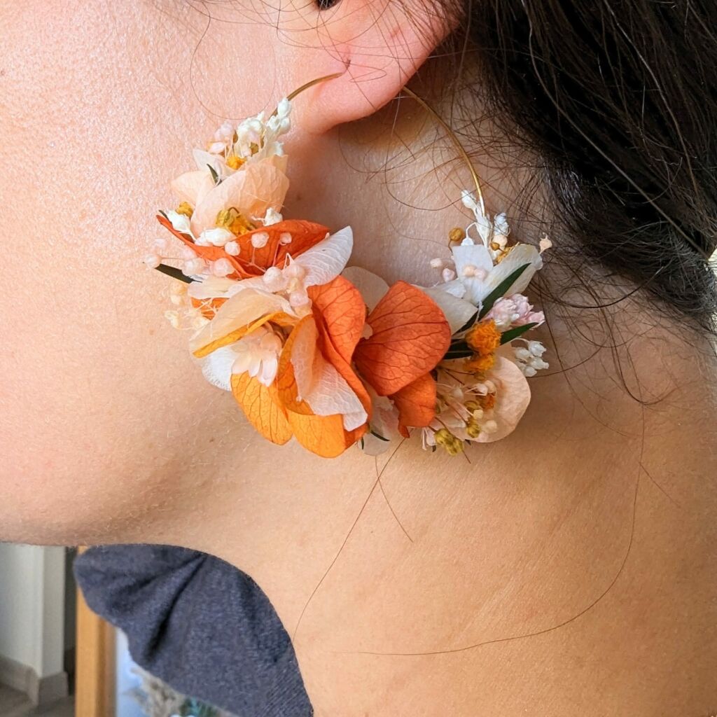 Boucles Doreilles De Mari E Artisanales En Fleurs S Ch Es Stabilis Es Orang Es Chlo Flora