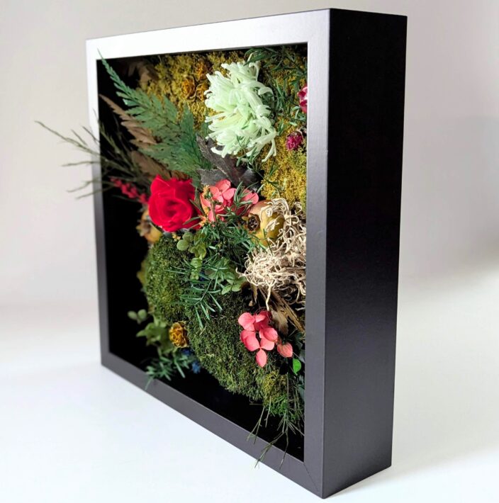 Tableau végétal en fleurs et plantes naturelles stabilisées, Jardin Éternel 4